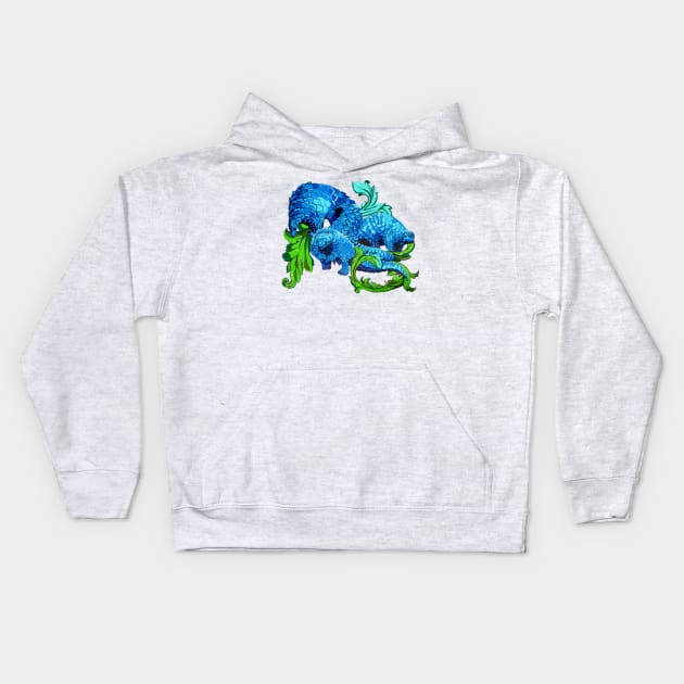 Floral Pangolin Kids Hoodie by RaLiz